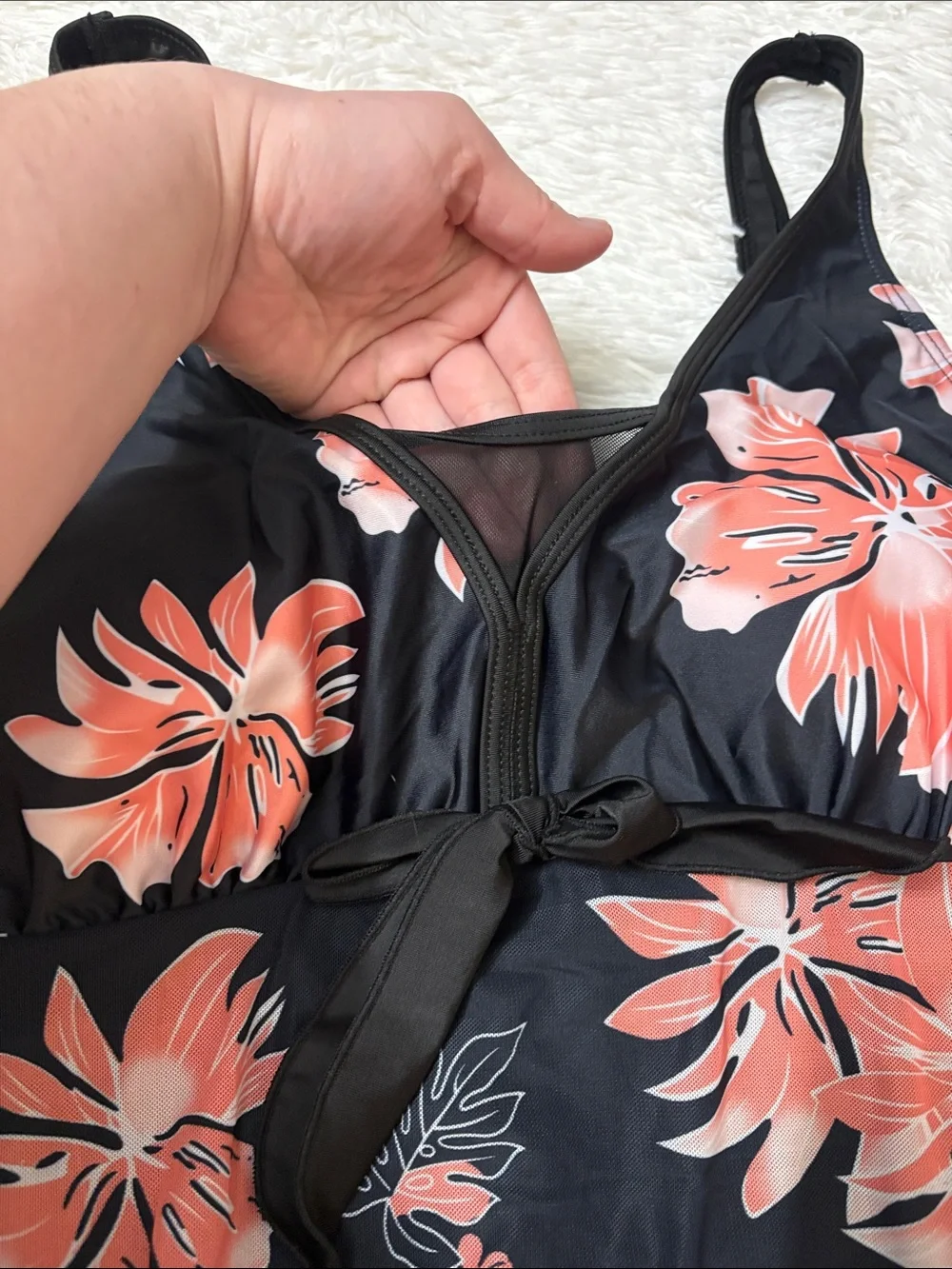 NEW Zando Floral One Piece Swim Dress Mesh Size XXL